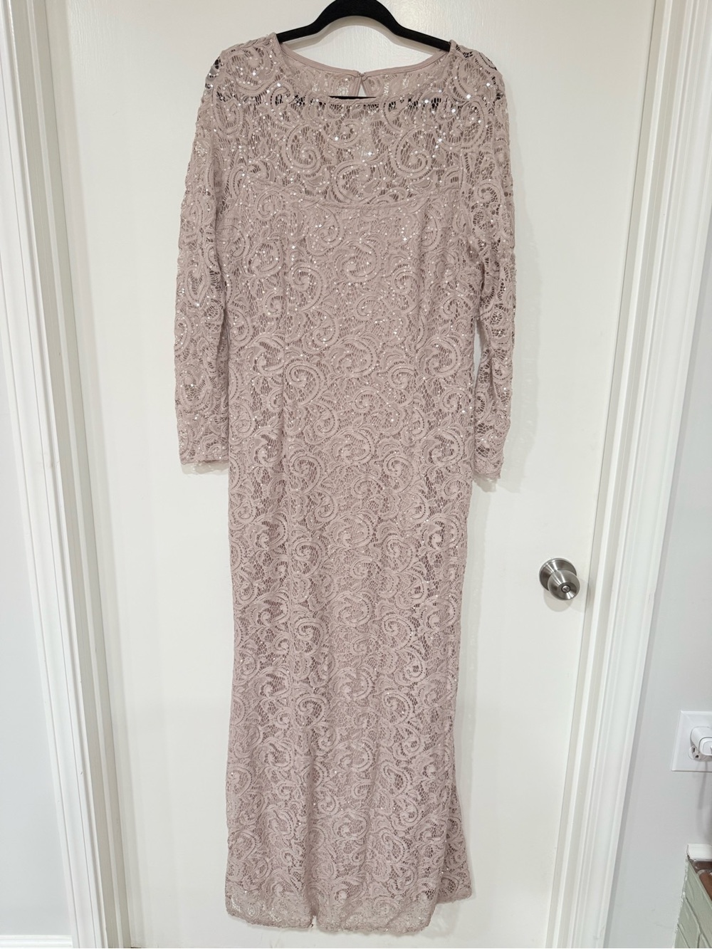 MARINA Blush Lace Sequin Evening Dress